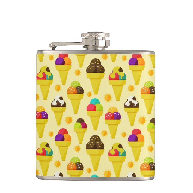 Colorful Cartoon Ice Cream Cones Flask (Front)