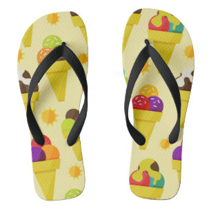 Colorful Cartoon Ice Cream Cones Flip Flops
