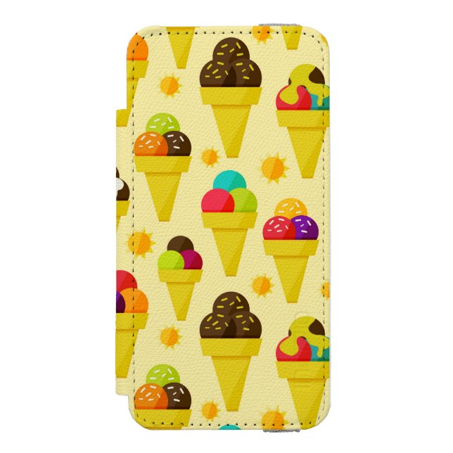 Colorful Cartoon Ice Cream Cones Incipio iPhone Wallet Case (Folio Front)