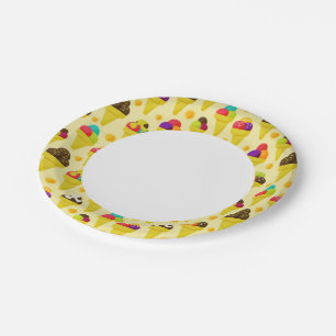Colorful Cartoon Ice Cream Cones Paper Plates