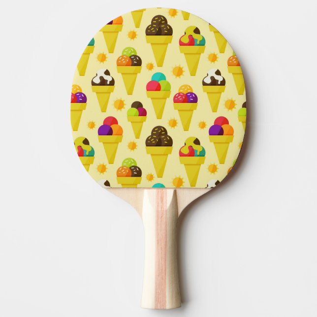 Colorful Cartoon Ice Cream Cones Ping Pong Paddle (Front)