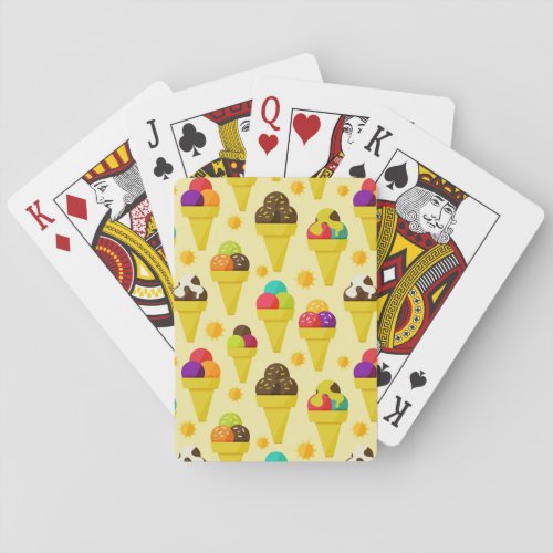 Colorful Cartoon Ice Cream Cones Poker Cards