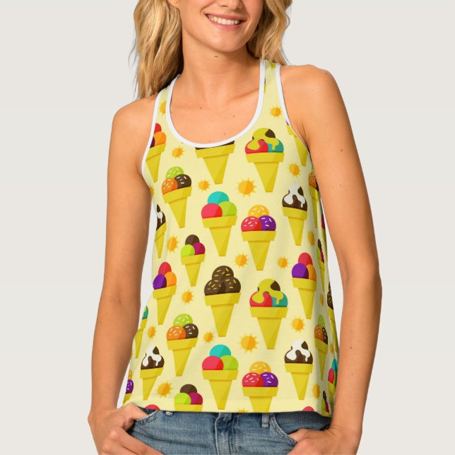 Colorful Cartoon Ice Cream Cones Tank Top (Front)