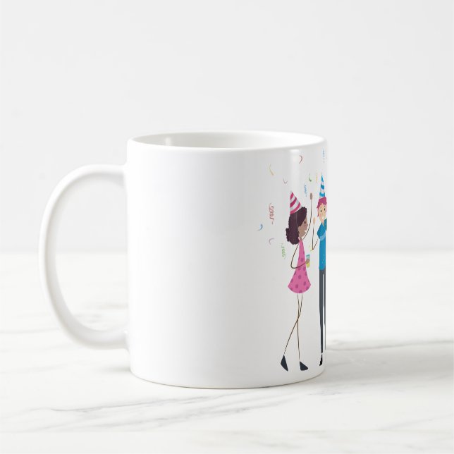Colorful Cartoon Kids Party Celebration Coffee Mug (Left)