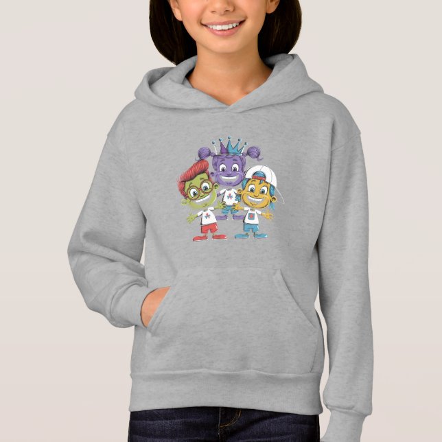 Colorful Cartoon Kids with Playful Expressions Hoodie (Front)