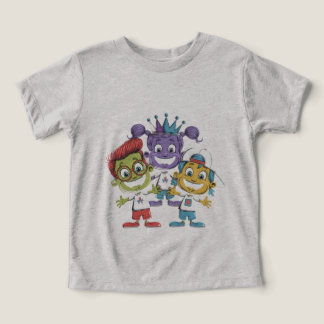Colorful Cartoon Kids with Playful Expressions Toddler T-shirt