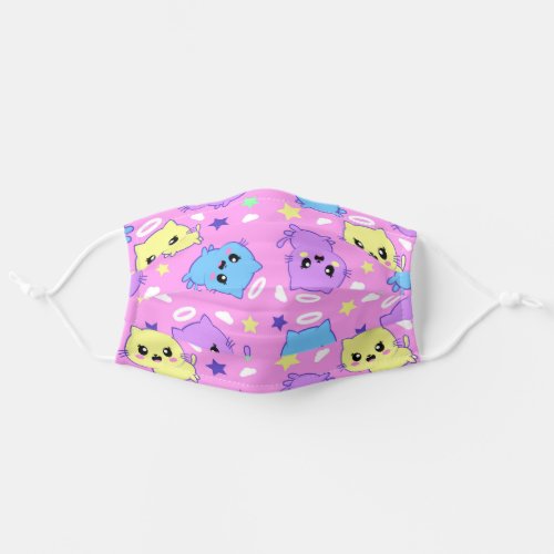 Colorful Cartoon Kittens Adult Cloth Face Mask