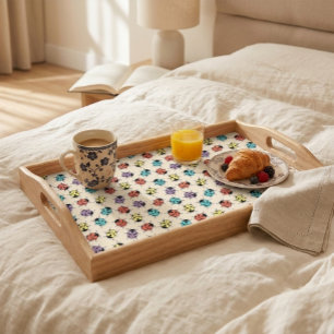 Colorful Cartoon Ladybugs Wooden Serving Tray