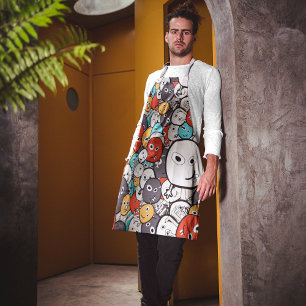 Colorful Cartoon Monsters Apron
