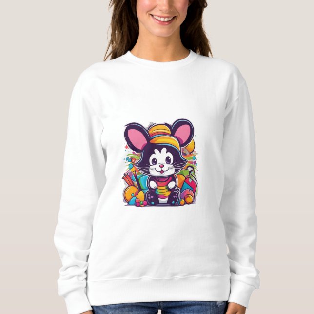 Colorful Cartoon Mouse Sweatshirt (Front)