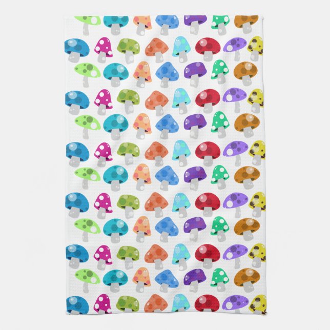 Colorful Cartoon Mushrooms Towel (Vertical)