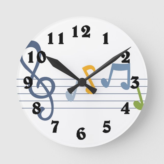 Colorful cartoon music notes clock (Front)