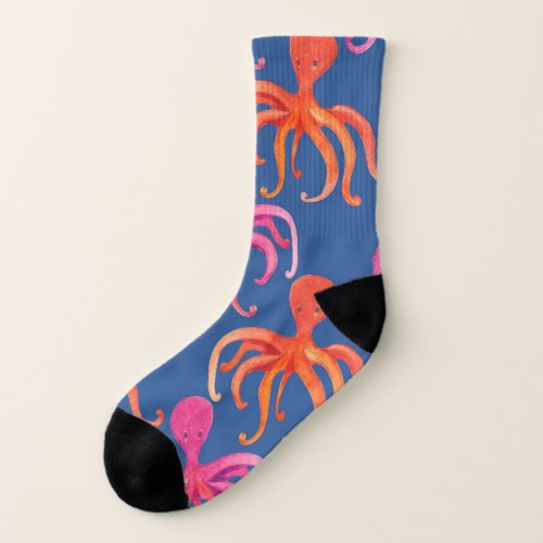 Colorful Cartoon Octopus Watercolor Pattern Socks