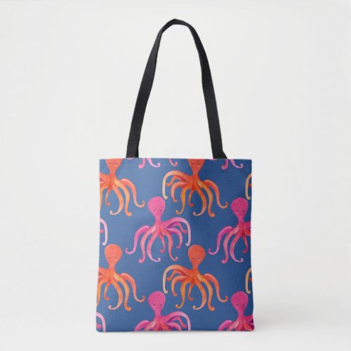Colorful Cartoon Octopus Watercolor Pattern Tote Bag