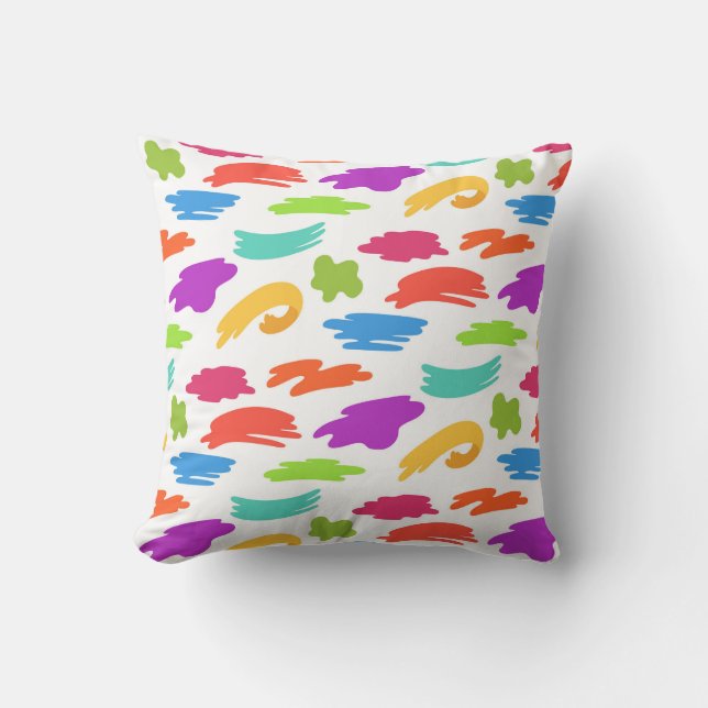 Colorful cartoon paint strokes throw pillow (Front)
