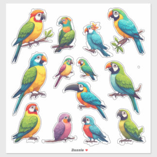 Colorful Cartoon Parrots for Kids & Gifts Sticker