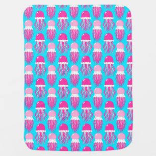 Colorful Cartoon Pink Jellyfish Pattern Baby Blanket