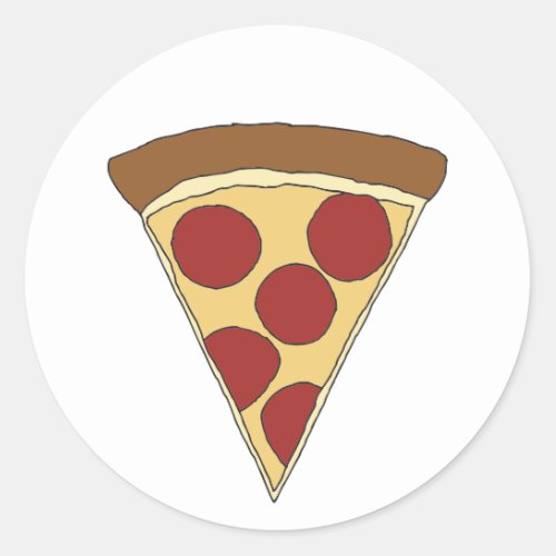 Colorful Cartoon Pizza Drawing Pizza SlicesClipart Classic Round Sticker