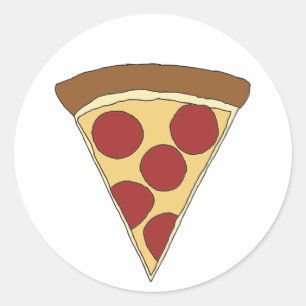 Colorful Cartoon Pizza Drawing Pizza SlicesClipart Classic Round Sticker