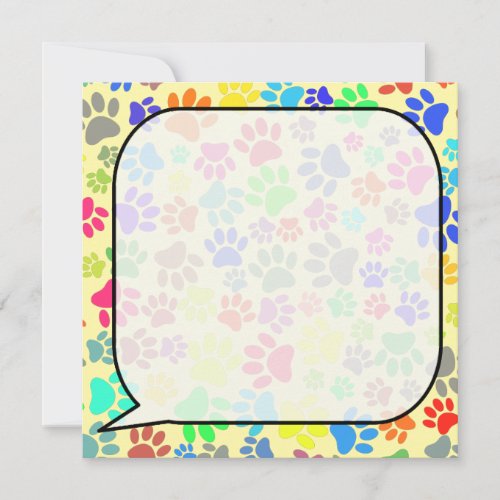 Colorful Cartoon Puppy Paw Prints  Note Card