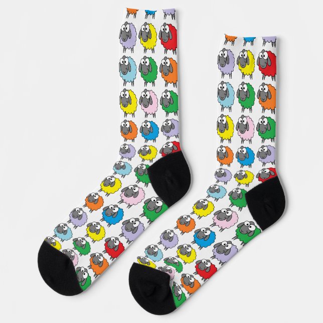 Colorful Cartoon Rainbow Sheep Socks (Left)