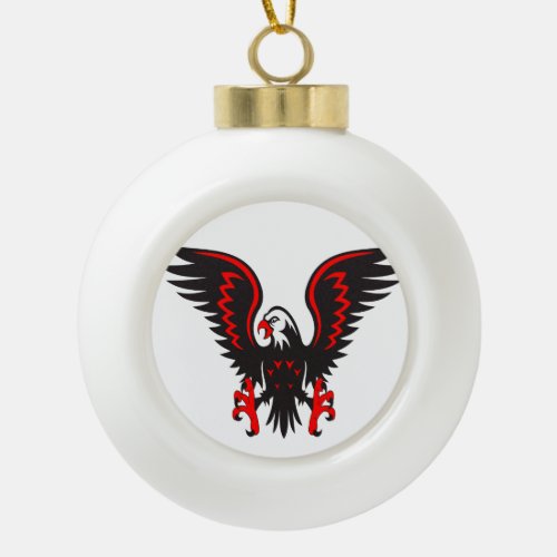 Colorful cartoon red and black eagle ceramic ball christmas ornament