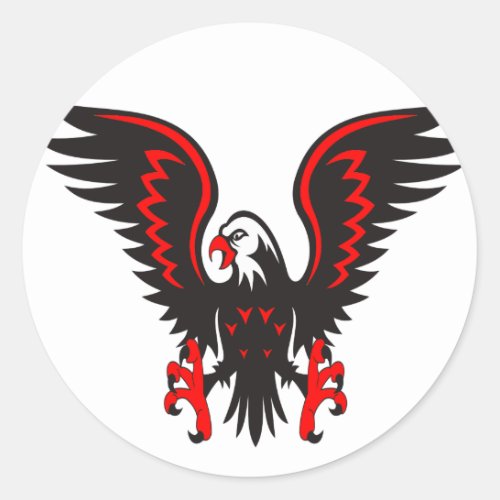 Colorful cartoon red and black eagle classic round sticker