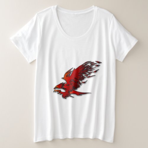 Colorful cartoon red and black eagle hawk falcan plus size T_Shirt