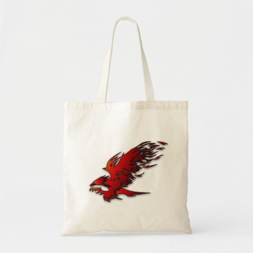 Colorful cartoon red and black eagle hawk falcan tote bag