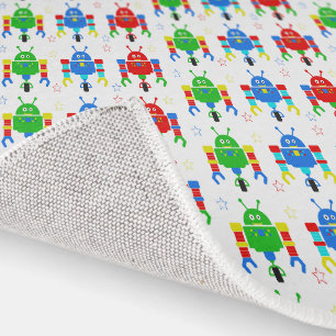 Colorful Cartoon Robots Childs Rug