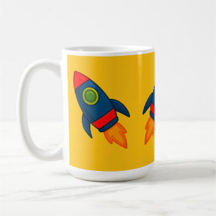 "Colorful Cartoon Rocket Ship Illustration" Coffee Mug