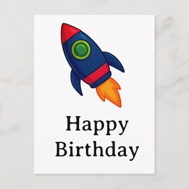 "Colorful Cartoon Rocket Ship Illustration" Postcard (Front)