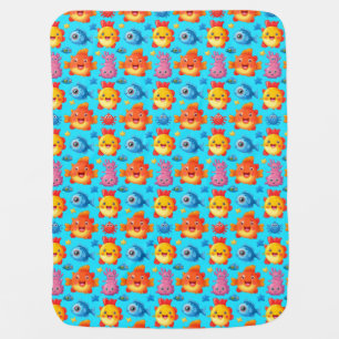 Colorful Cartoon Sea Creatures Pattern Baby Blanket