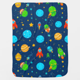 🚀🌠Colorful Cartoon Space Theme 🌌✨ Baby Blanket