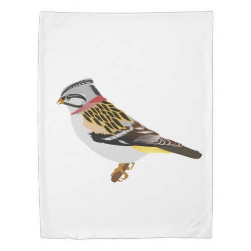 Colorful cartoon yellow and brown sparrow duvet cover