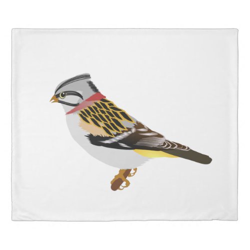 Colorful cartoon yellow and brown sparrow duvet cover