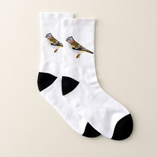 Colorful cartoon yellow and brown sparrow socks