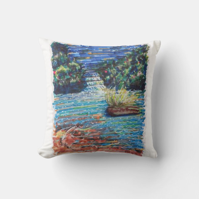 Colorful Cascade Throw Pillow (Front)