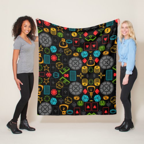 Colorful Casino Icons   Fleece Blanket