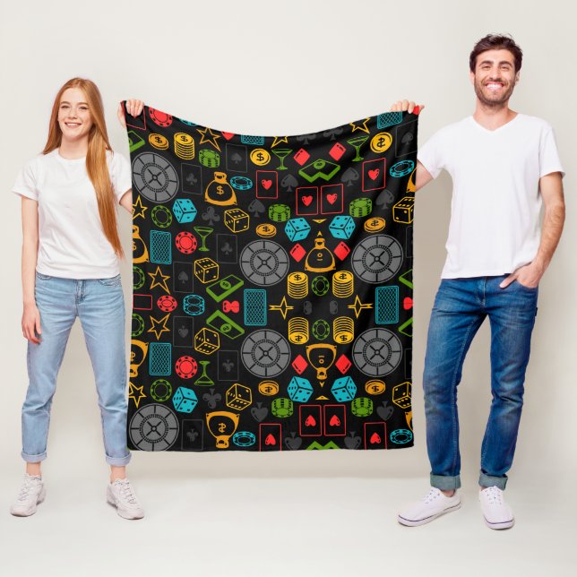 Colorful Casino Icons   Fleece Blanket (In Situ)