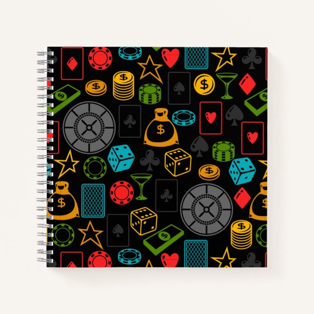 Colorful Casino Icons Notebook (Front)