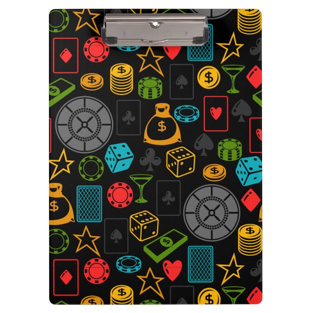 Colorful Casino Icons Notebook Clipboard (Front)