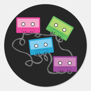 Colorful Cassette Tapes Classic Round Sticker