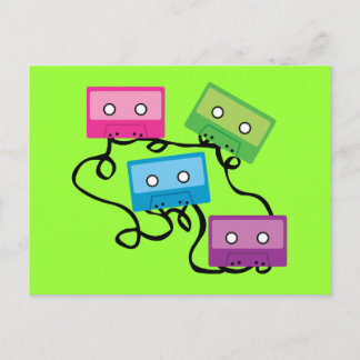 Colorful Cassette Tapes Postcard