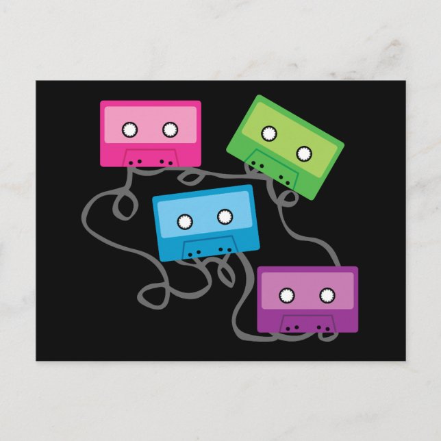 Colorful Cassette Tapes Postcard (Front)