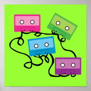 Colorful Cassette Tapes Poster