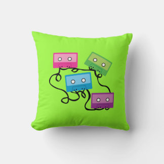 Colorful Cassette Tapes Throw Pillow