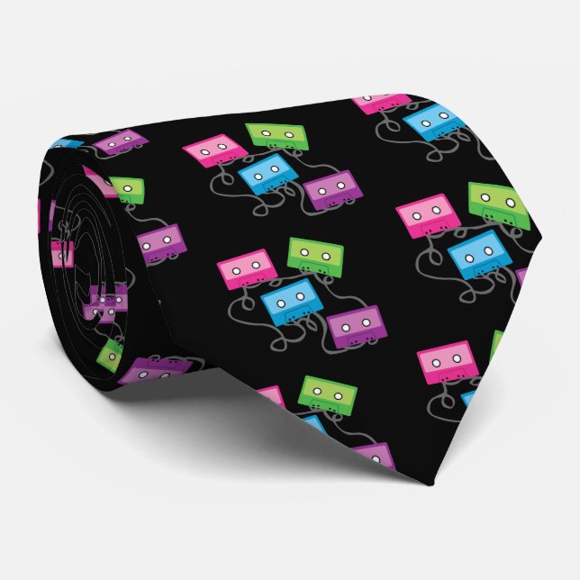 Colorful Cassette Tapes Tie (Rolled)
