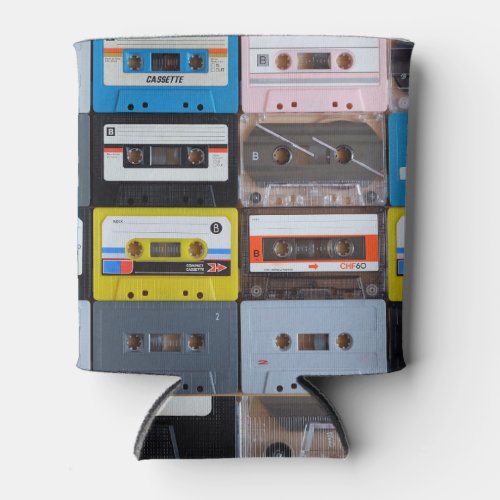 Colorful Cassette Tapes Vintage Collection Can Cooler