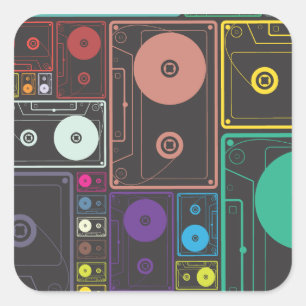 Colorful Cassettes Square Sticker